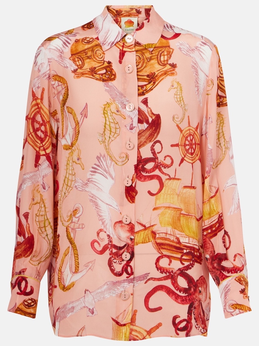 FARM RIO Nautical Wonder Printed Buttondown Long Sleeve Shirt - Picture 3 of 8